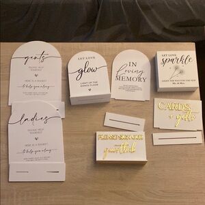 Elegant Gold and White Party Sign Set